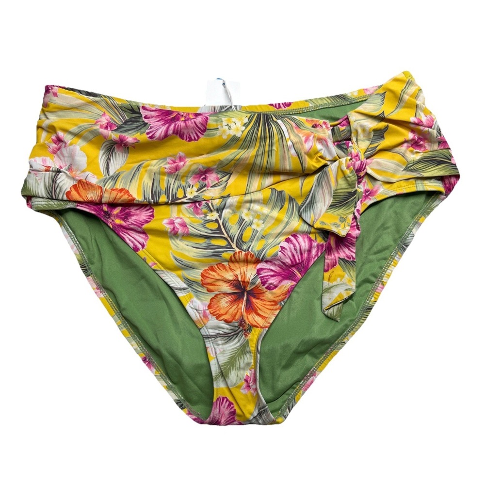 Bleu Rod Beattie Swimsuit Bikini Bottom 12 Womens Canary Gold Tropical Swimwear